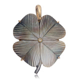 Clover Pendant with Diamond Pendant Maura Green Black Mother of Pearl