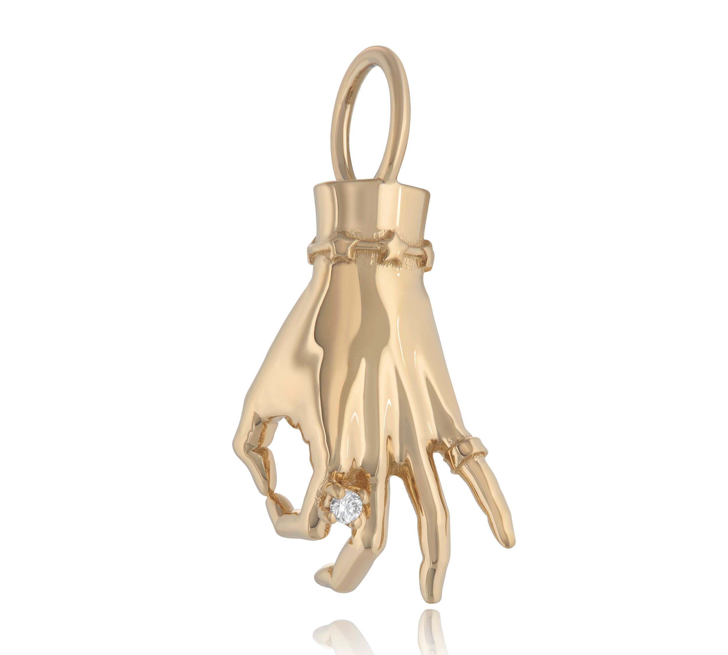 Gyan Mudra Ladyfinger Charm with Diamond Ring Charm Maura Green   