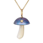 Blue Pearl Magic Mushroom Charm with Diamond Charm Maura Green   