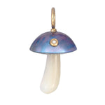 Blue Pearl Magic Mushroom Charm with Diamond Charm Maura Green   