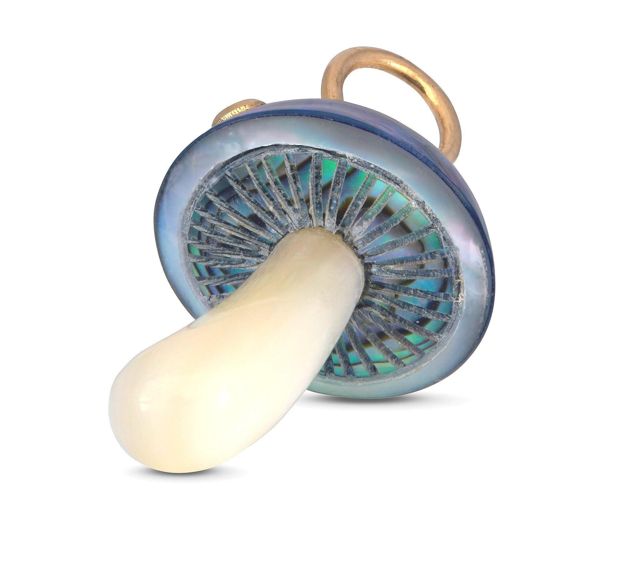 Blue Pearl Magic Mushroom Charm with Diamond Charm Maura Green   