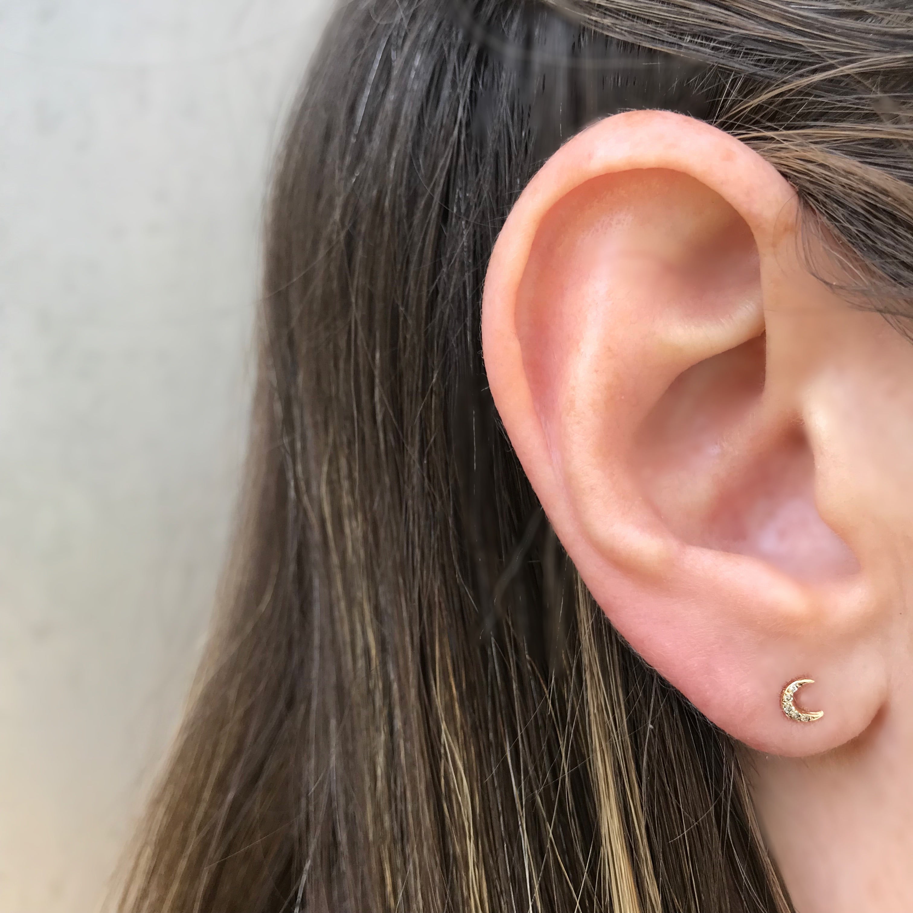 Mini Moon Diamond Pave Stud Stud Earrings Jaine K Designs