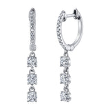 Triple Diamond Drop Pave Huggie Huggie Earrings Roseark Deux Pair