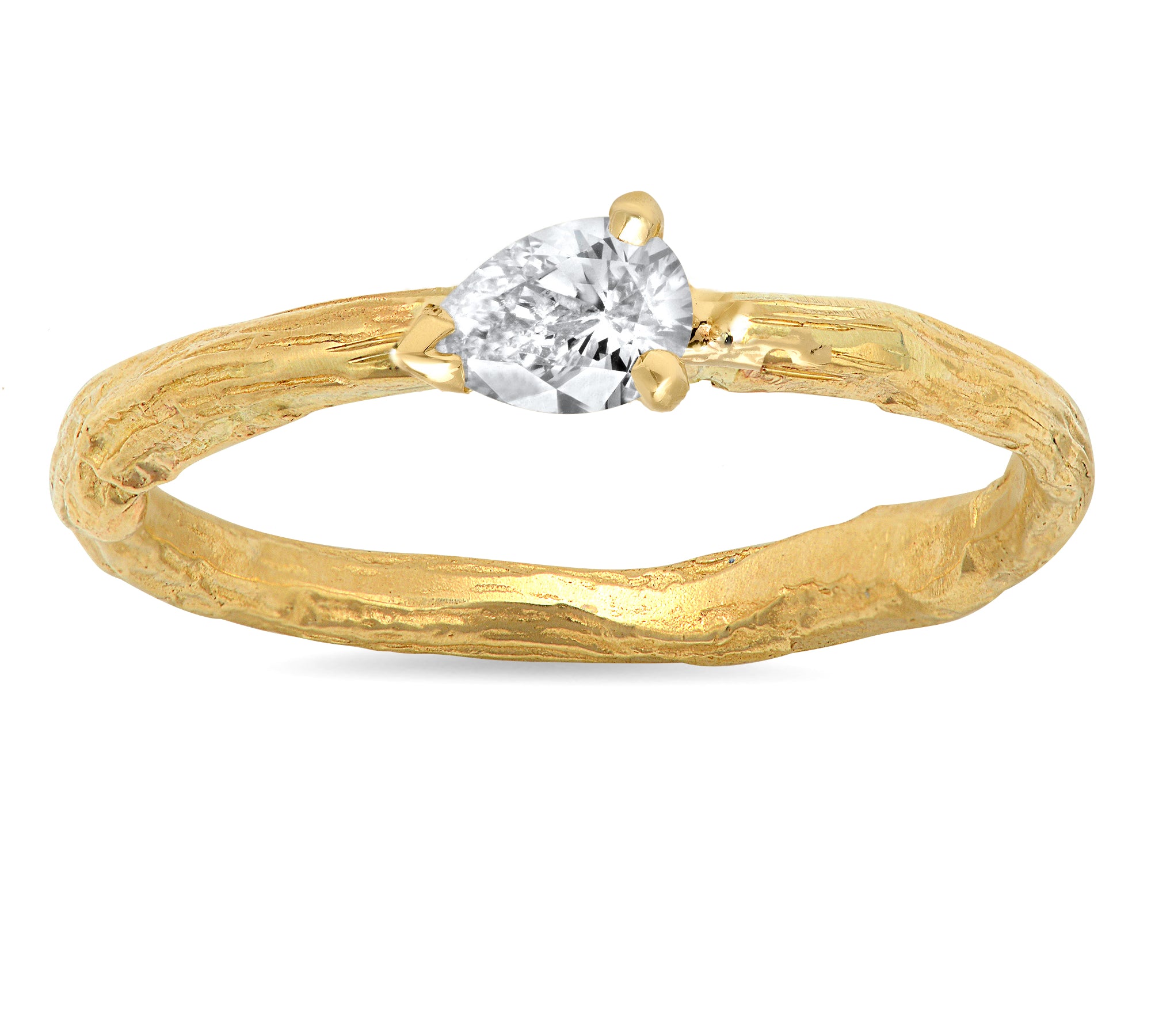 Diamond Pear Willow Ring Ring Elisabeth Bell Jewelry Yellow Gold 6