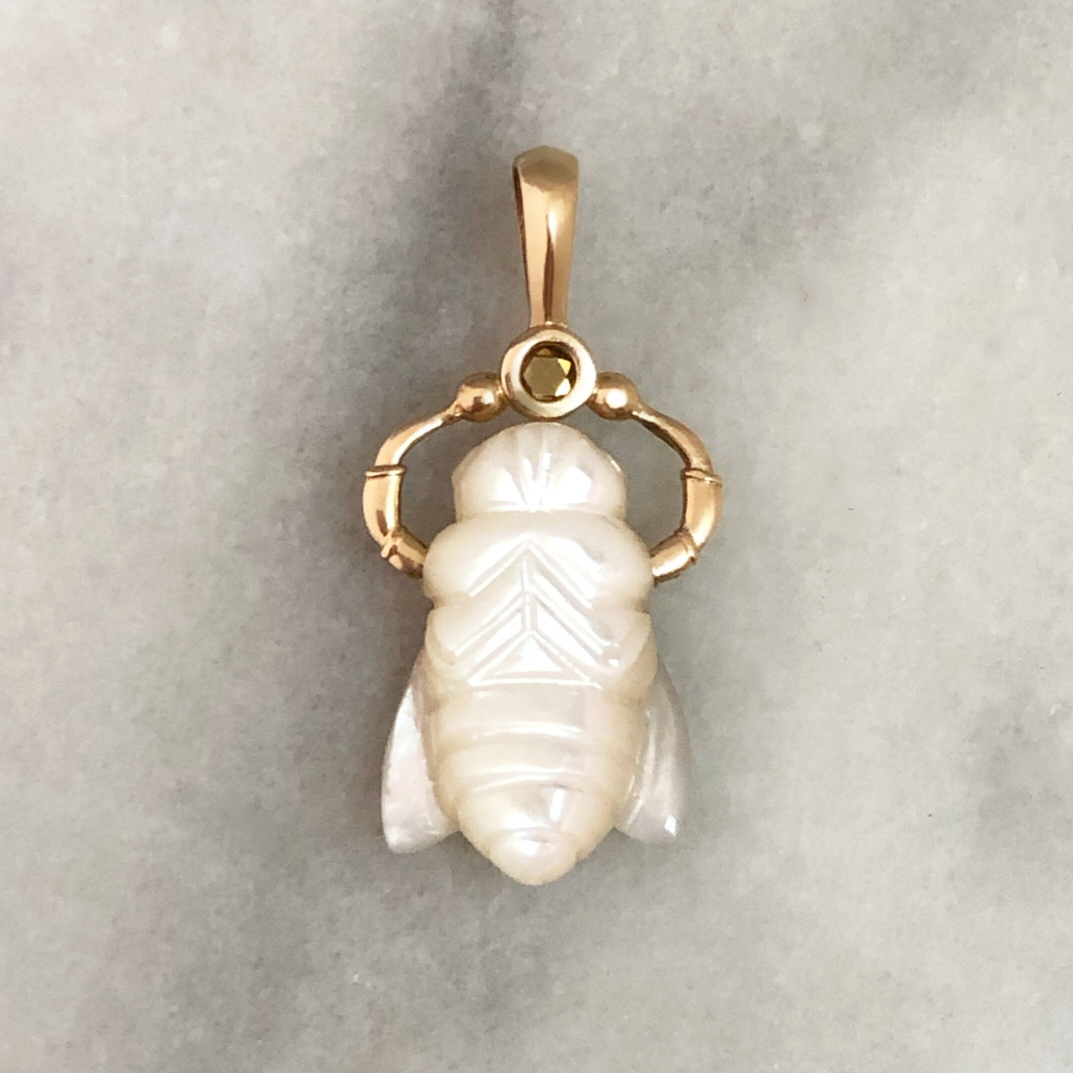 Mother of Pearl and Citrine Bee Charm Charm Maura Green   
