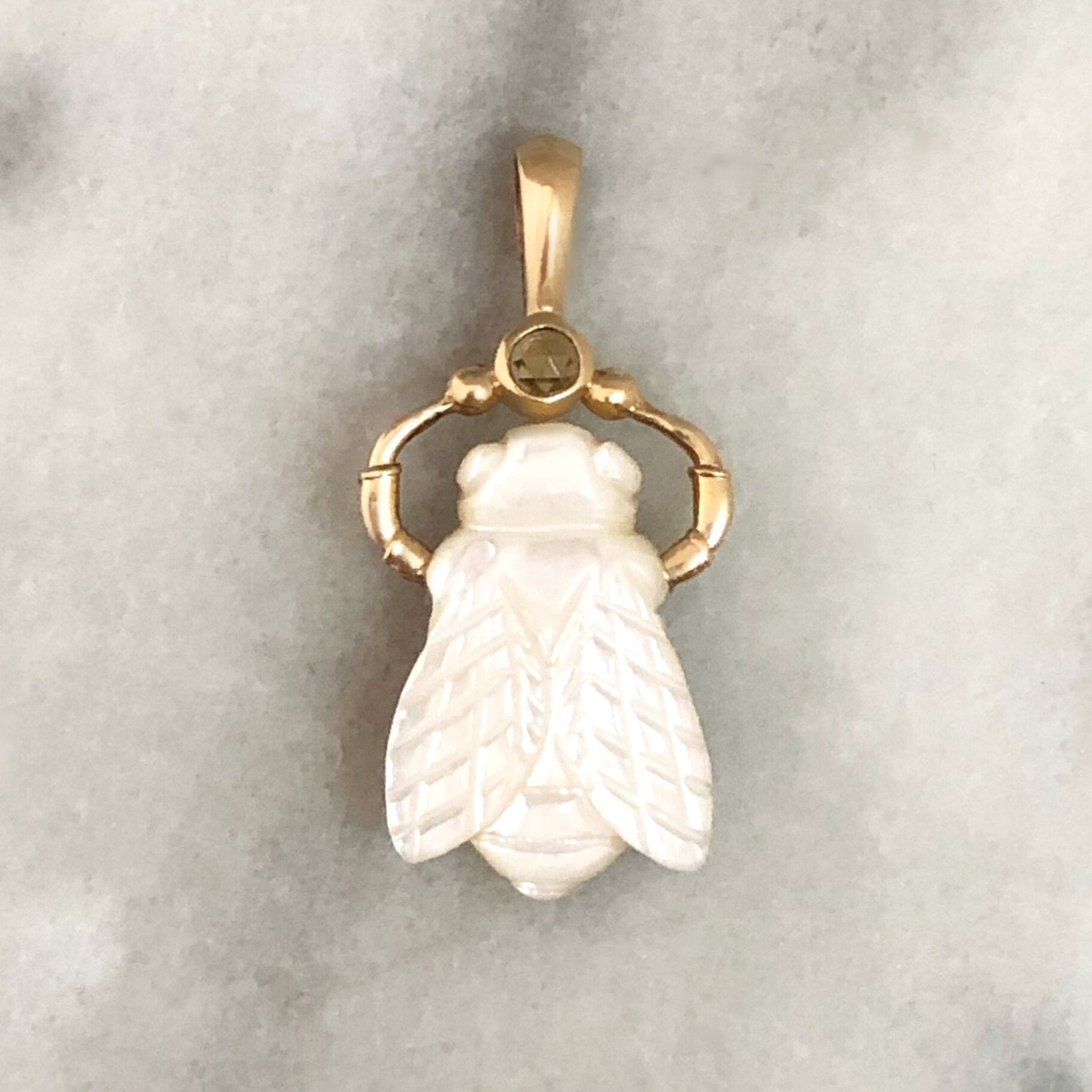 Mother of Pearl and Citrine Bee Charm Charm Maura Green   