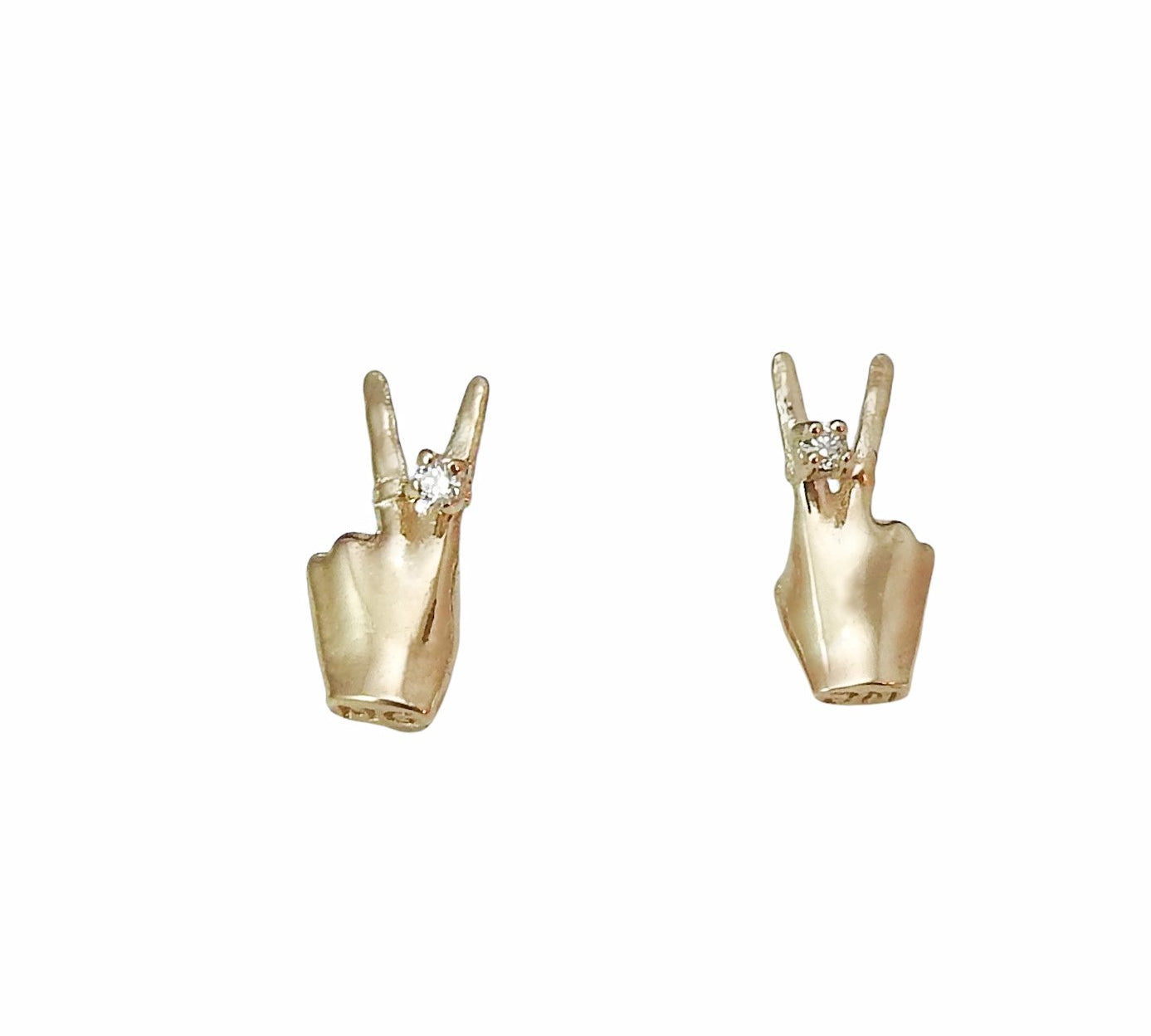 Peace Sign Lady Finger Studs Stud Earrings Maura Green Pair