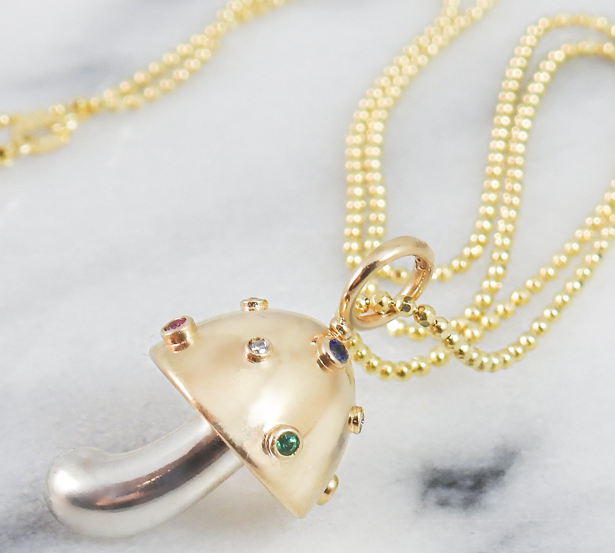 Multistone Sputnik Mushroom Charm Charm Maura Green   