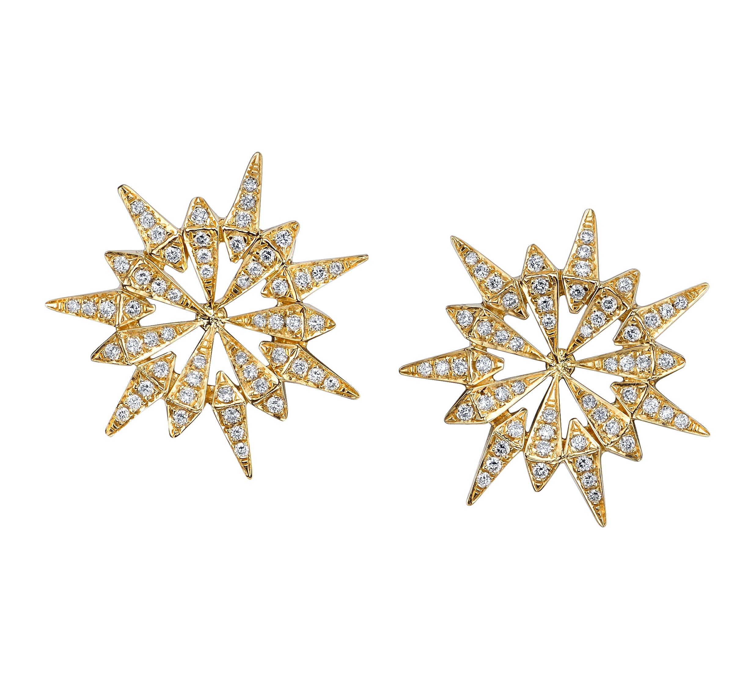 Sunburst Diamond Studs, Yellow Gold (PAIR)  Karma El-Khalil   