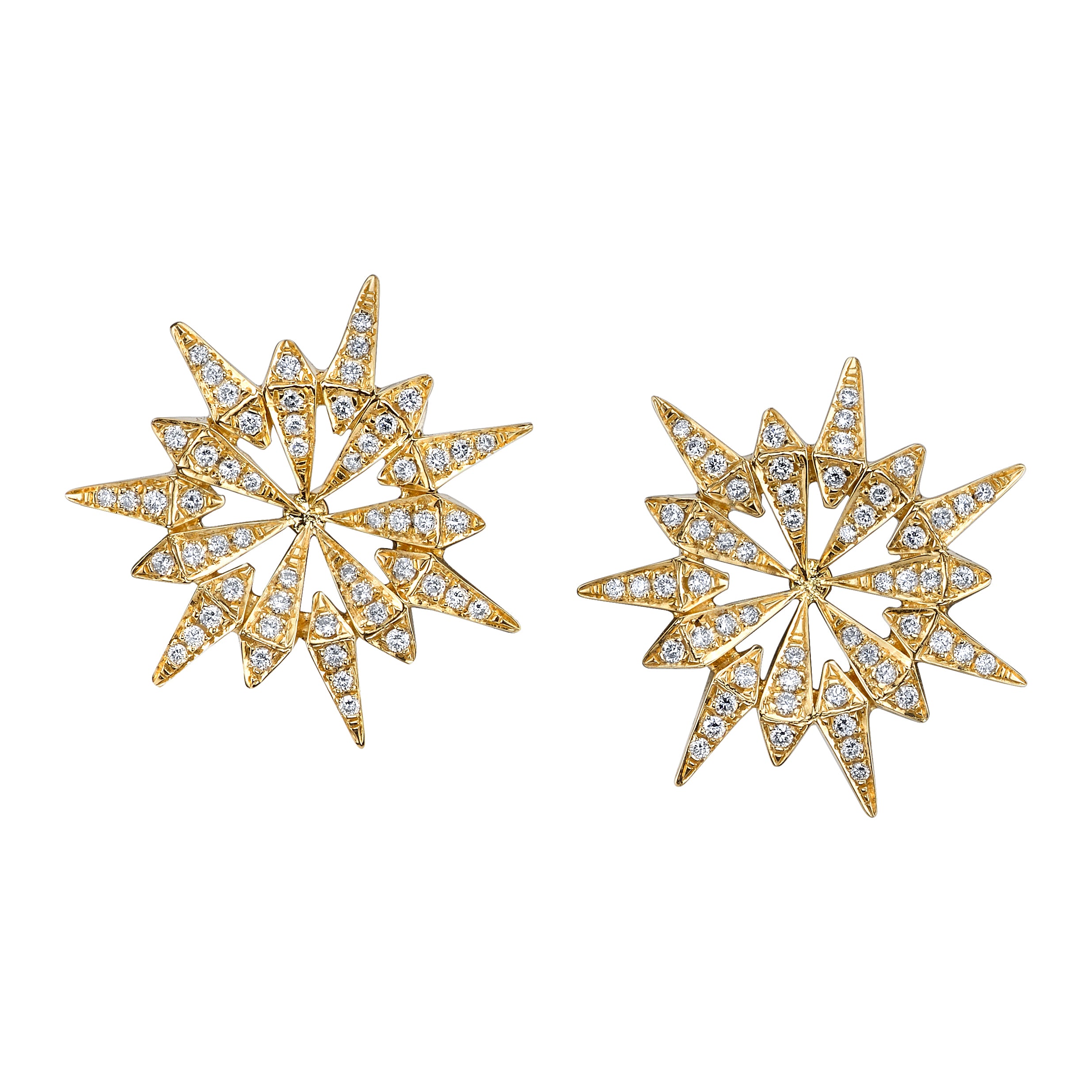 Sunburst Diamond Studs, Yellow Gold (PAIR)  Karma El-Khalil   