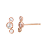Curved Triple Bezel Diamond Stud Stud Earrings Jaine K Designs Pair Rose Gold