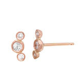 Curved Triple Bezel Diamond Stud Stud Earrings Jaine K Designs Pair Rose Gold