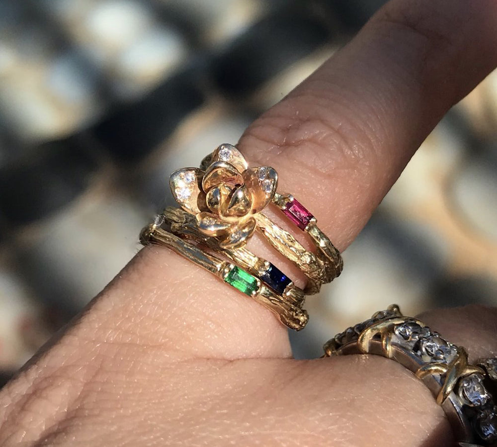 Willow Baguette Ring Stack Ring Elisabeth Bell Jewelry