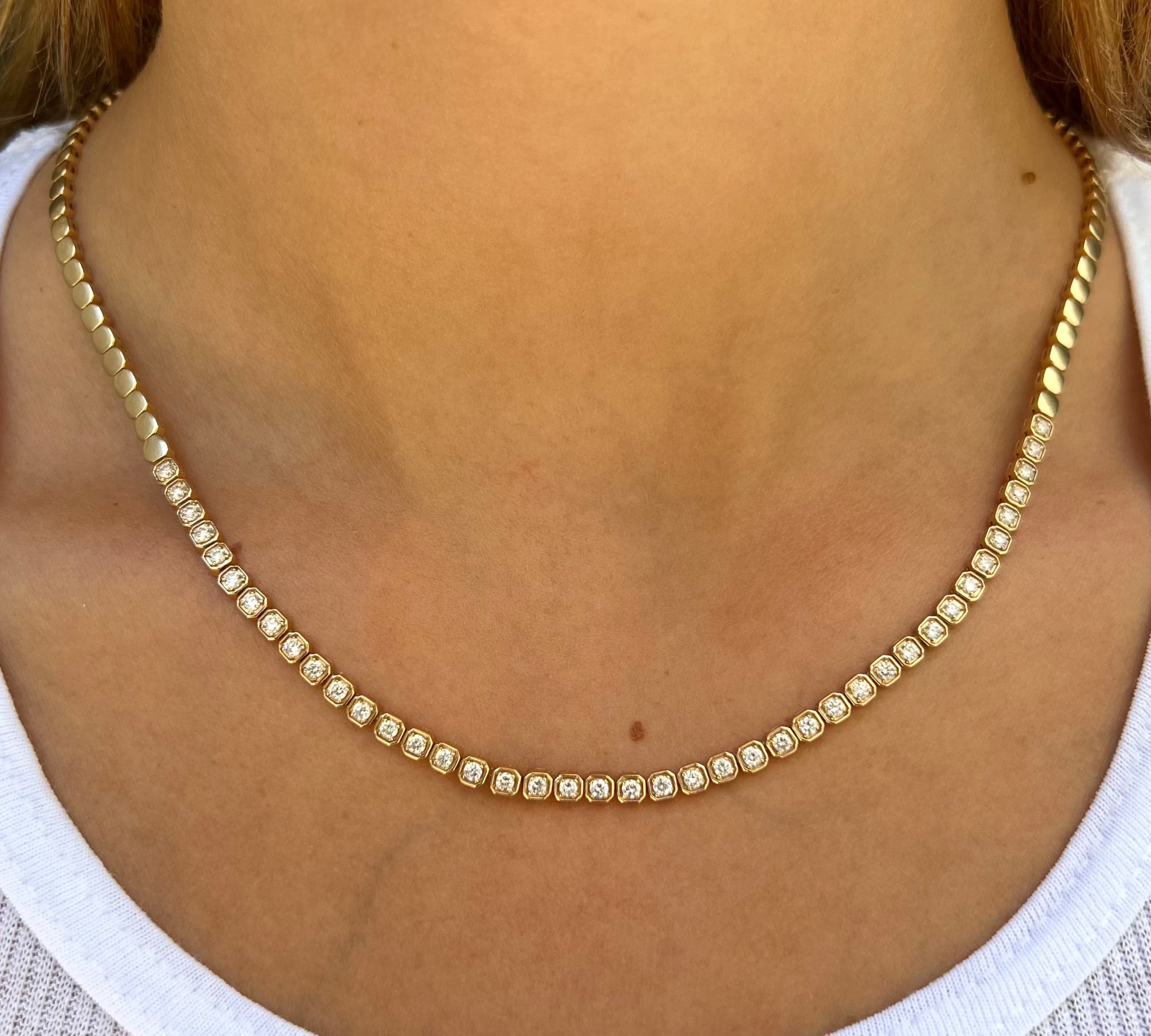 Square Link Tennis Necklace Tennis Necklace Roseark Deux