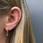 Diamond Huggie with Diamond Pave Cross Huggie Earrings Jaine K Designs