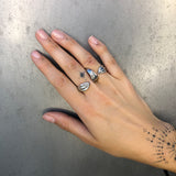 Saffron Two Finger Ring with Diamonds Two Finger Ring Roseark