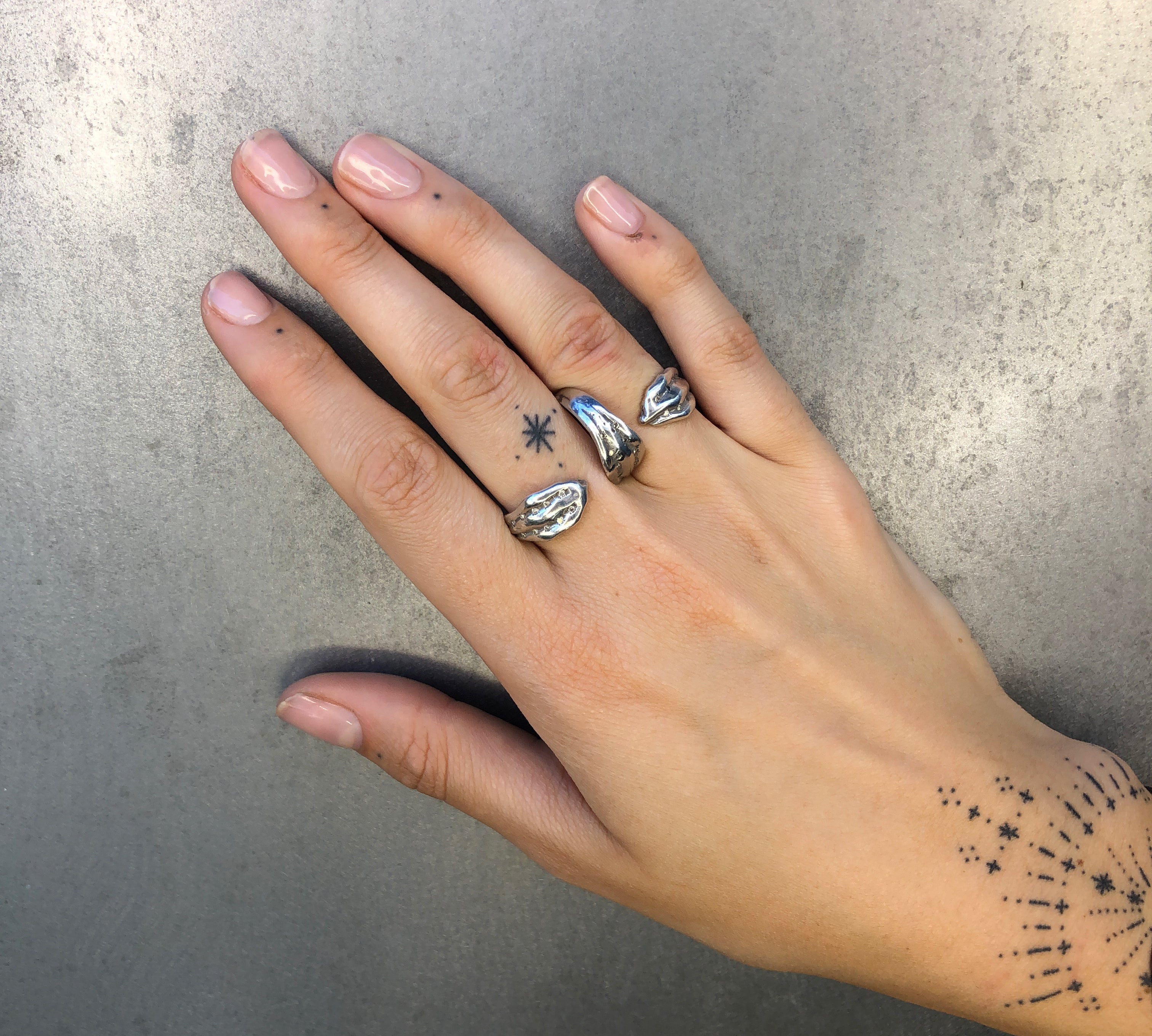 Saffron Two Finger Ring with Diamonds Two Finger Ring Roseark