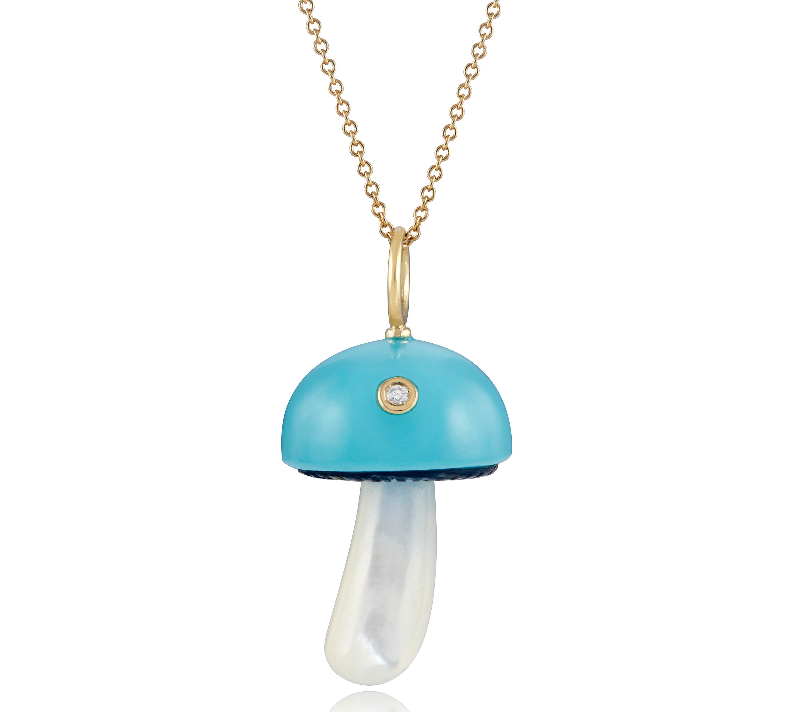 Pacific Blue Chalcedony Mushroom Charm Charm Maura Green   