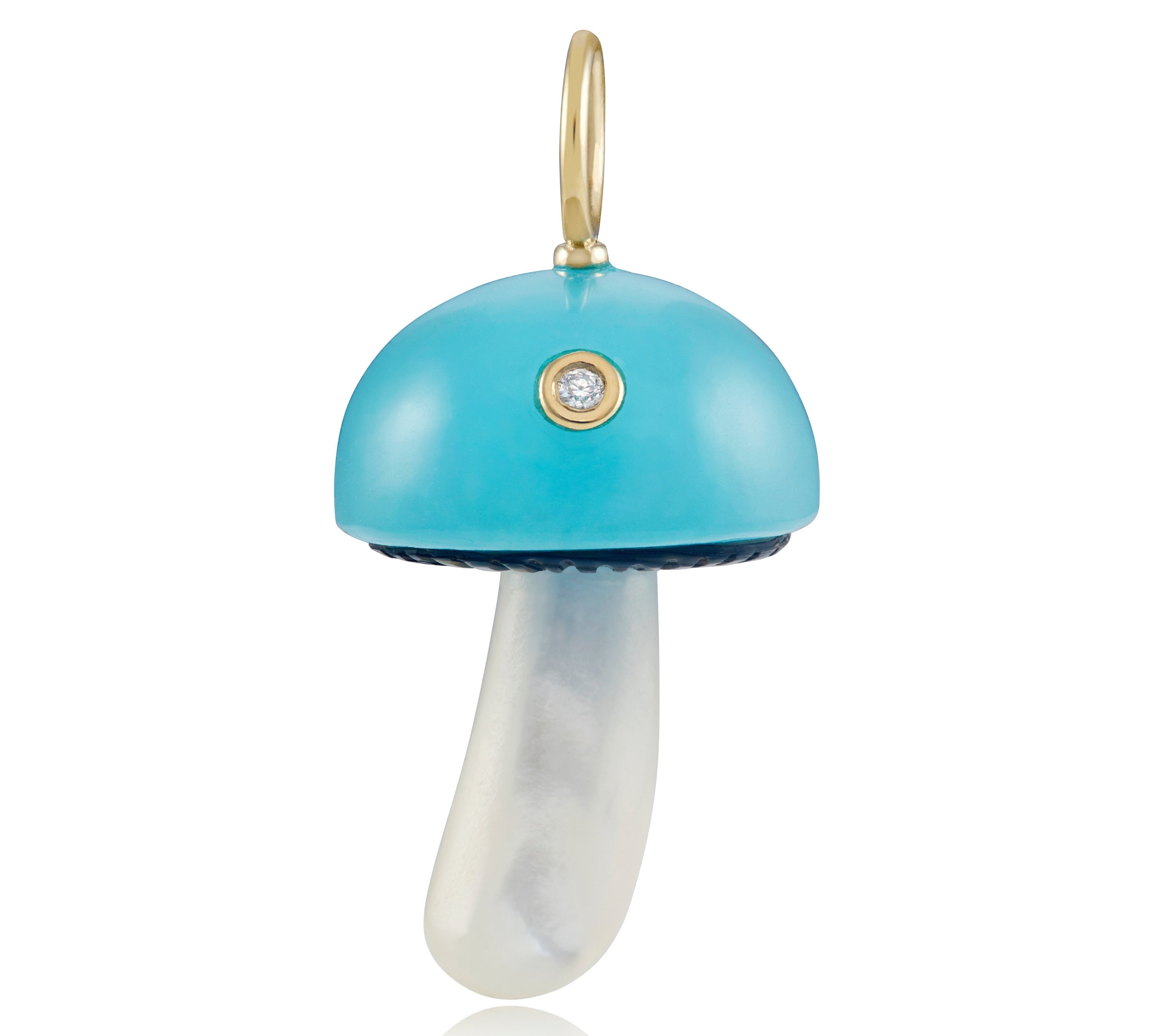 Pacific Blue Chalcedony Mushroom Charm Charm Maura Green   