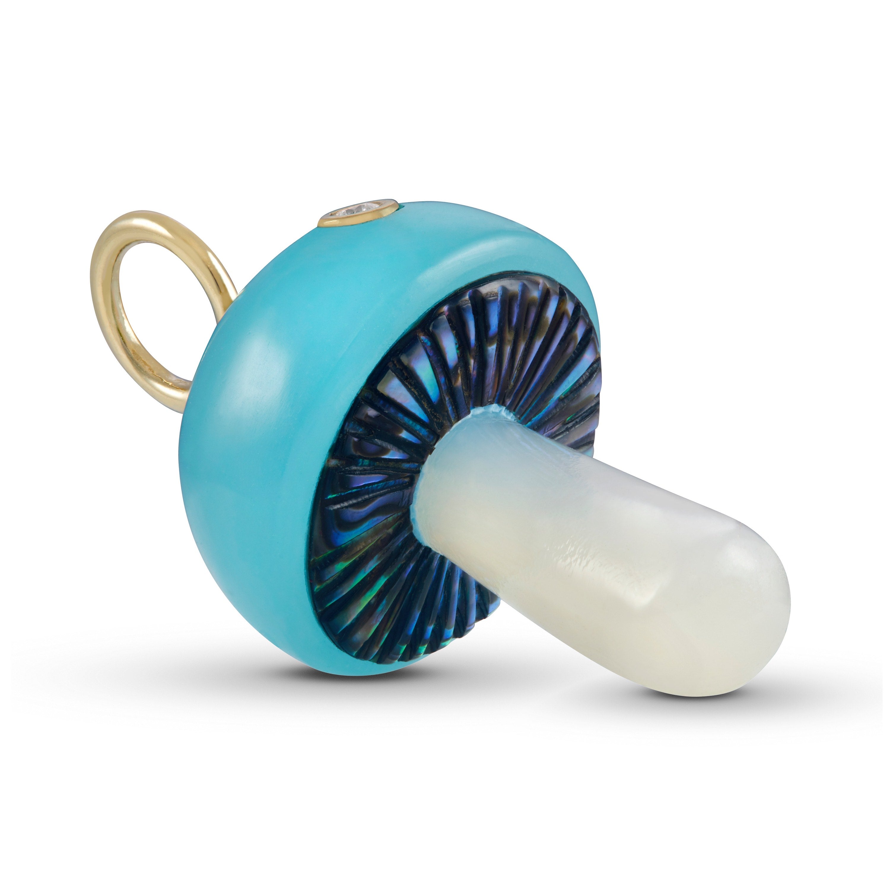 Pacific Blue Chalcedony Mushroom Charm Charm Maura Green   