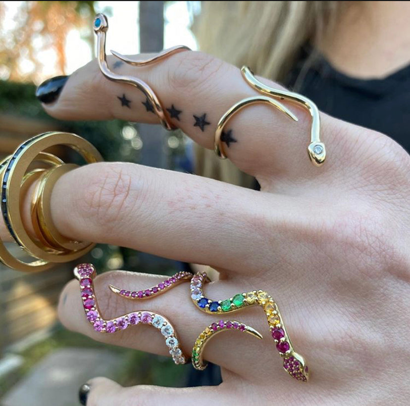 Mini Snake Ring with Stone Ring Perez Bitan