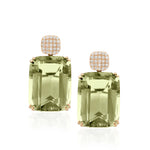 Pave Top Drop Earrings Drop Earrings Goshwara Prasiolite YGold