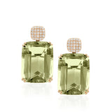 Pave Top Drop Earrings Drop Earrings Goshwara Prasiolite YGold