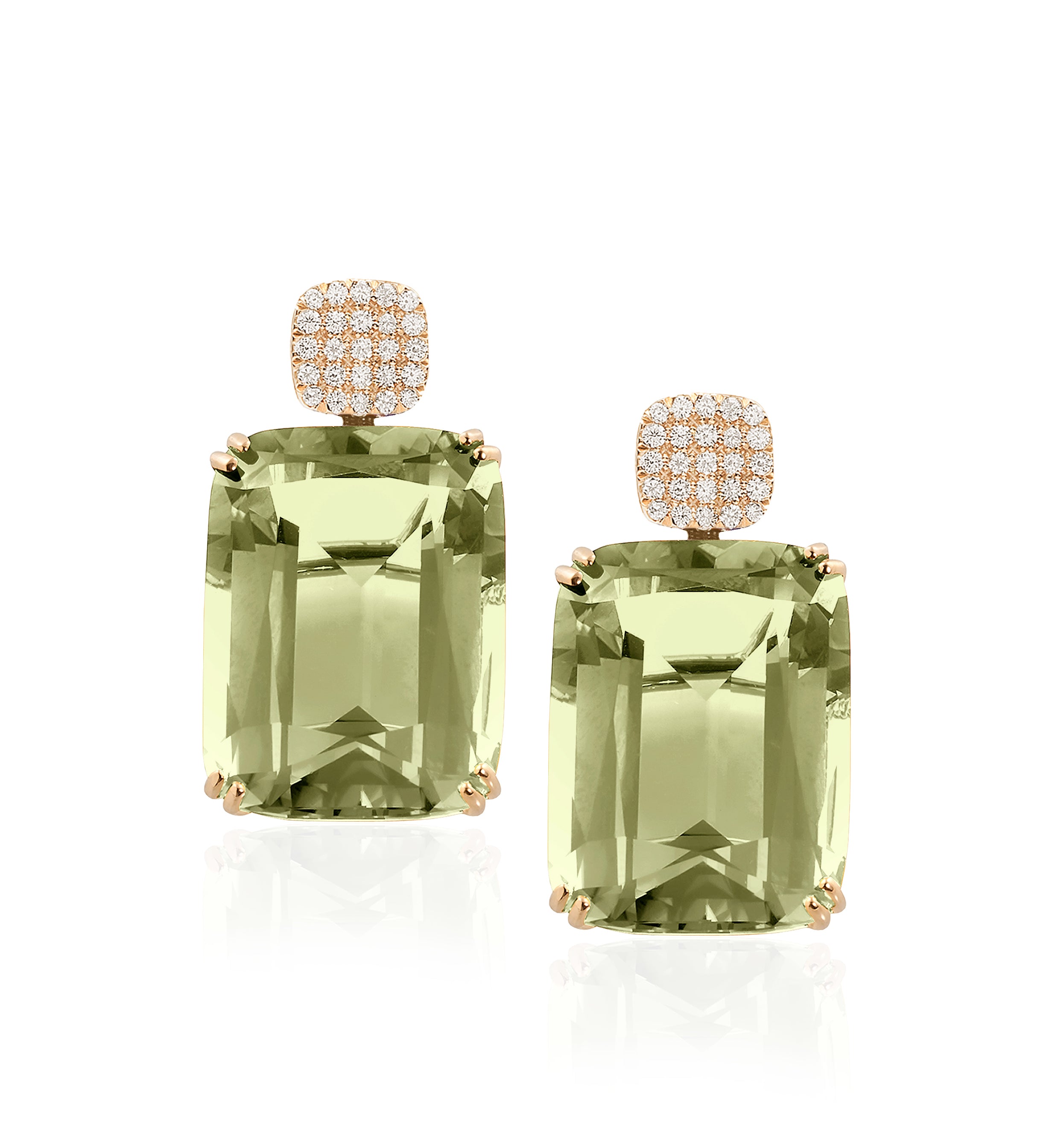 Pave Top Drop Earrings Drop Earrings Goshwara Prasiolite YGold