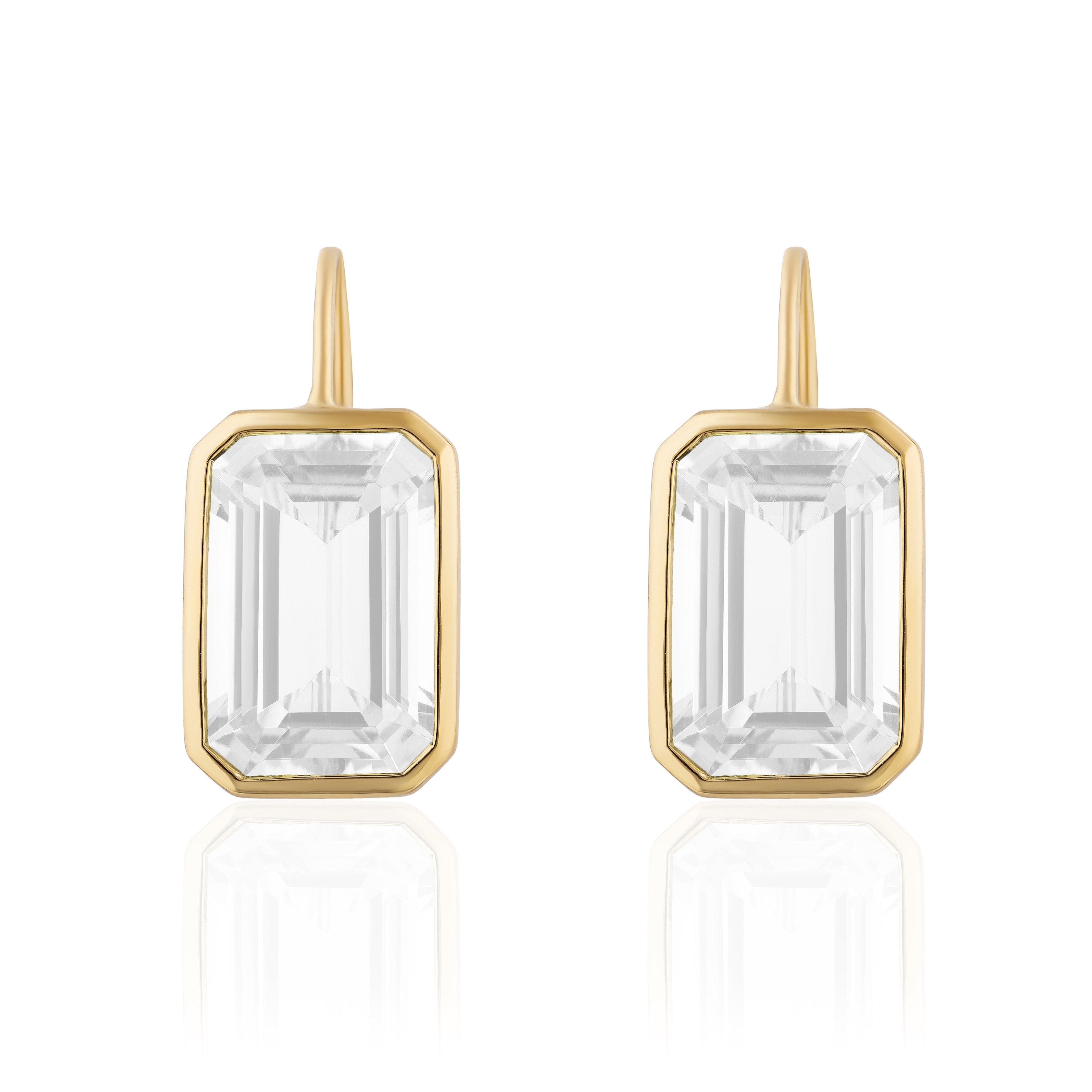 Bezel-Set Emerald-Cut Earrings Drop Earrings Goshwara