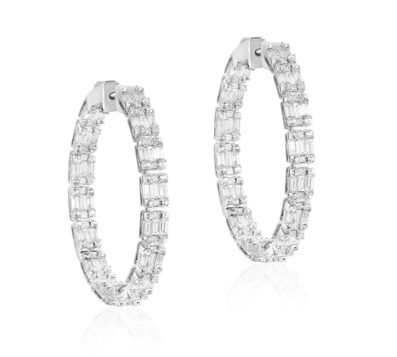 Inside-Outside Diamond Hoop Earrings Hoop Earrings Goshwara White Gold