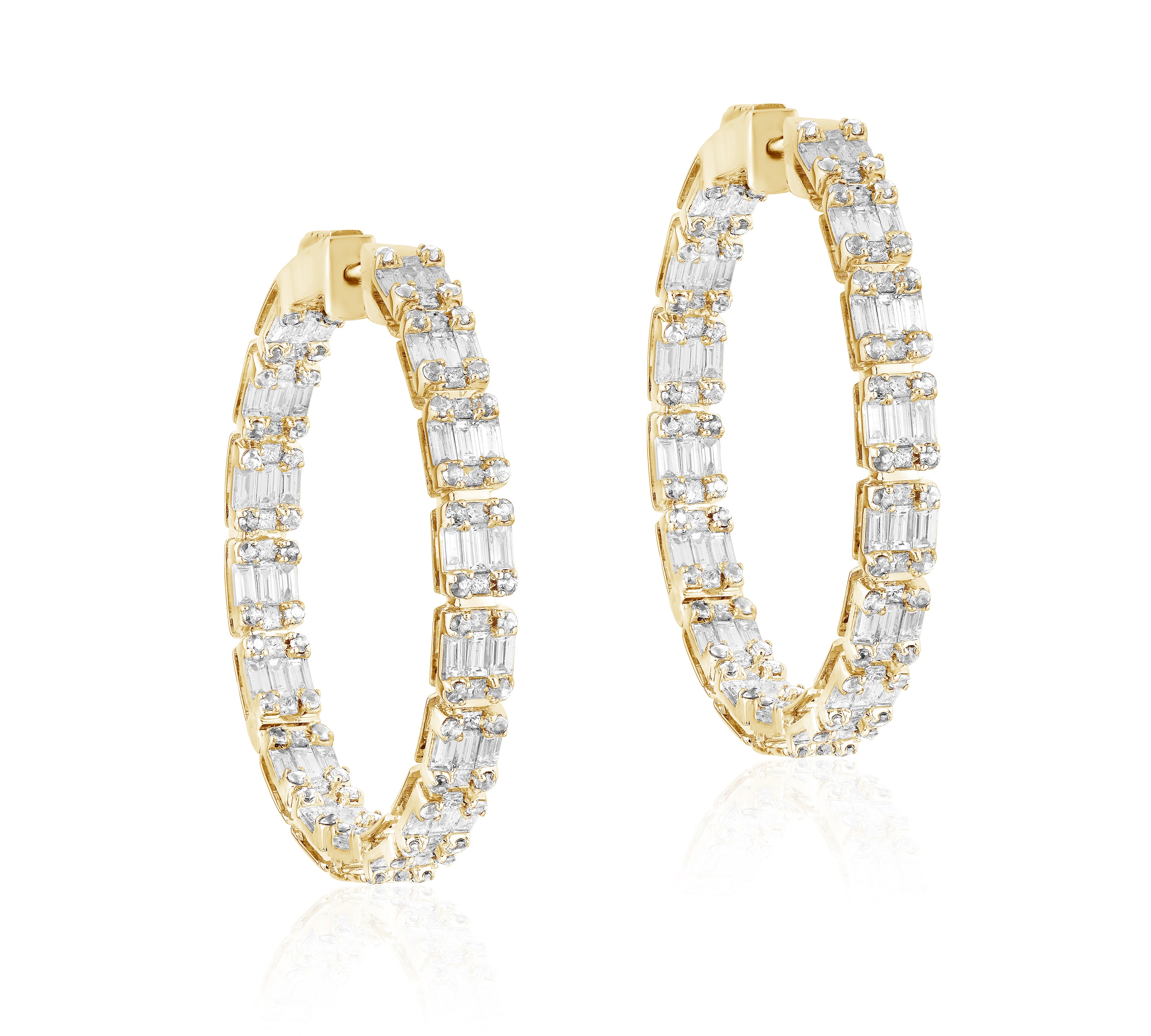 Inside-Outside Diamond Hoop Earrings Hoop Earrings Goshwara Yellow Gold