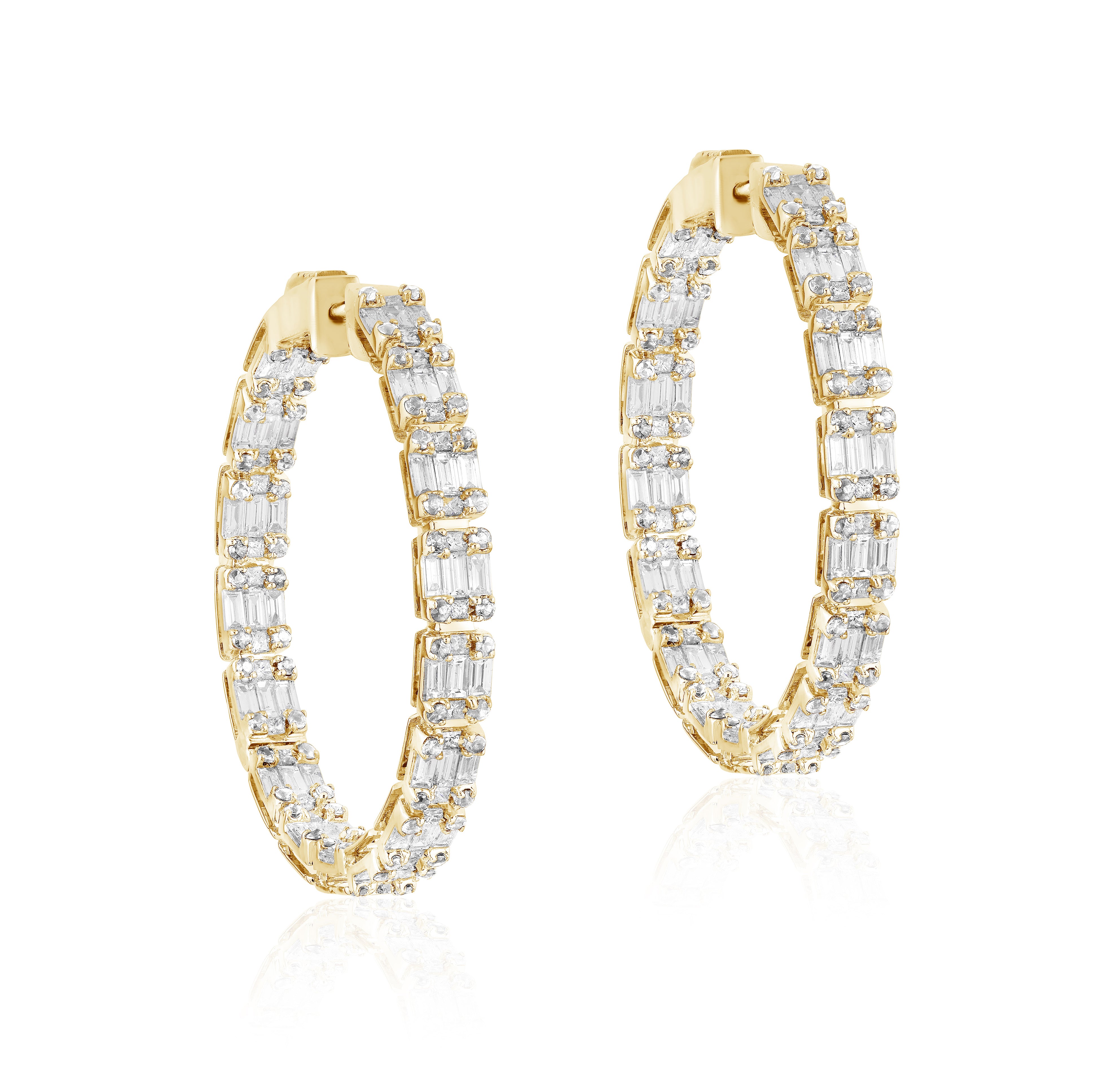 Inside-Outside Diamond Hoop Earrings Hoop Earrings Goshwara Yellow Gold