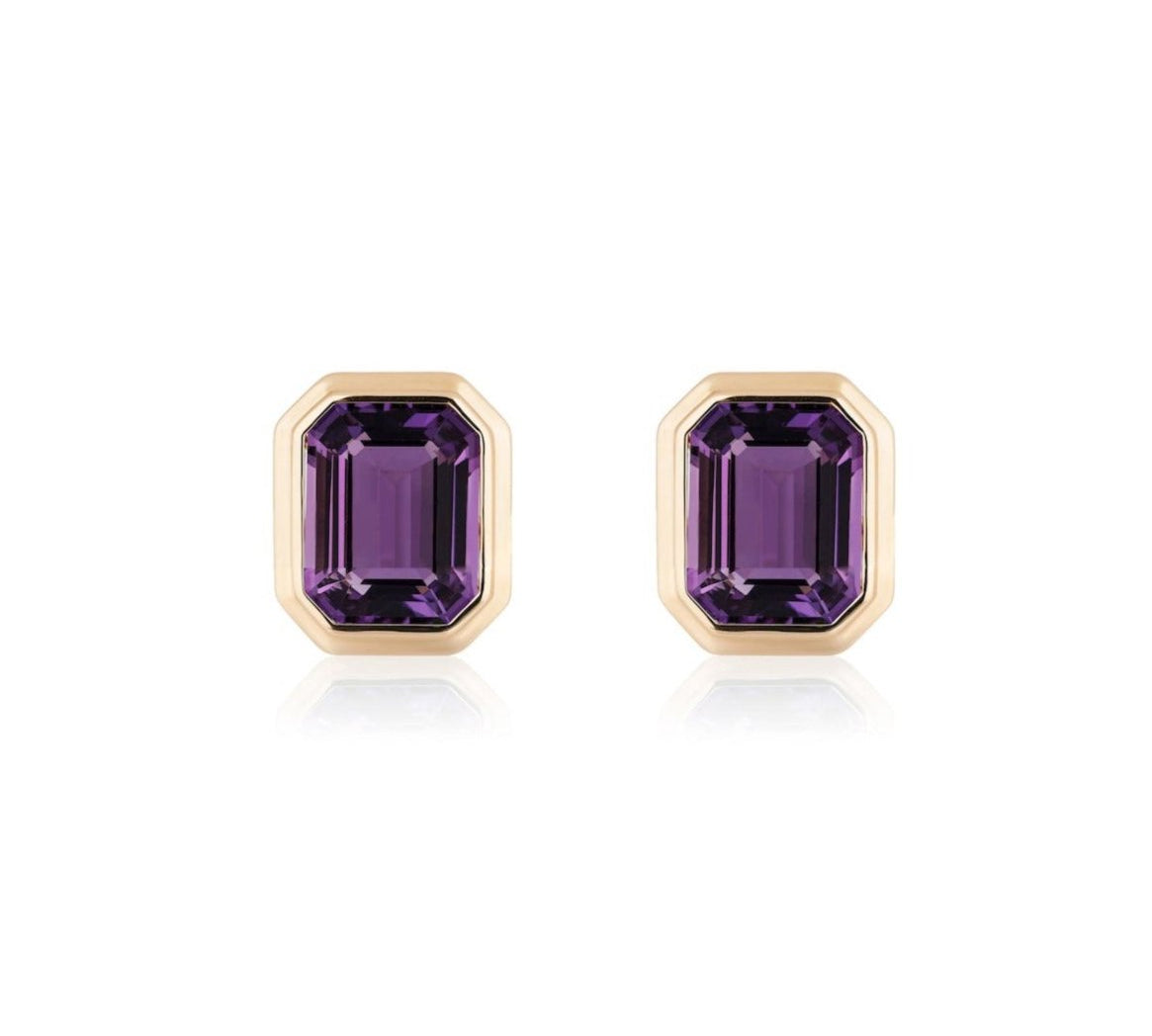 Emerald-Cut Stud Earrings Studs Goshwara Amethyst