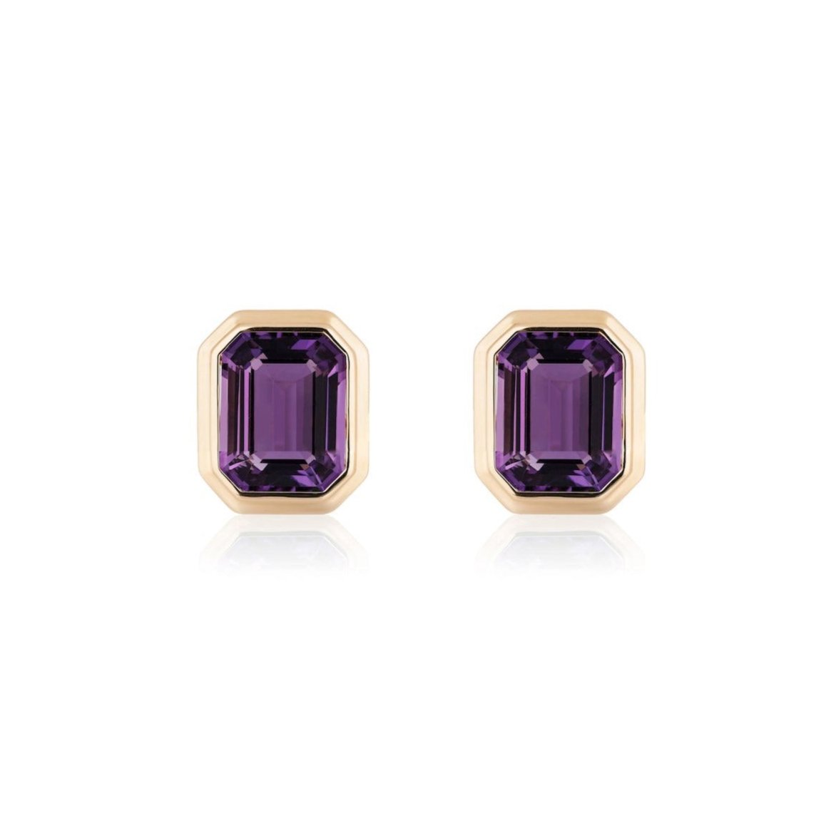 Emerald-Cut Stud Earrings Studs Goshwara Amethyst