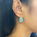 Emerald-Cut Enamel Drop Earrings Earrings Goshwara