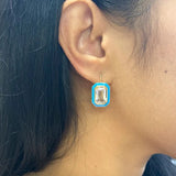 Emerald-Cut Enamel Drop Earrings Earrings Goshwara