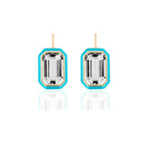 Emerald-Cut Enamel Drop Earrings Earrings Goshwara