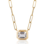 Emerald-Cut Bezel Set Pendant Necklace Pendant Necklace Goshwara
