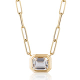 Emerald-Cut Bezel Set Pendant Necklace Pendant Necklace Goshwara