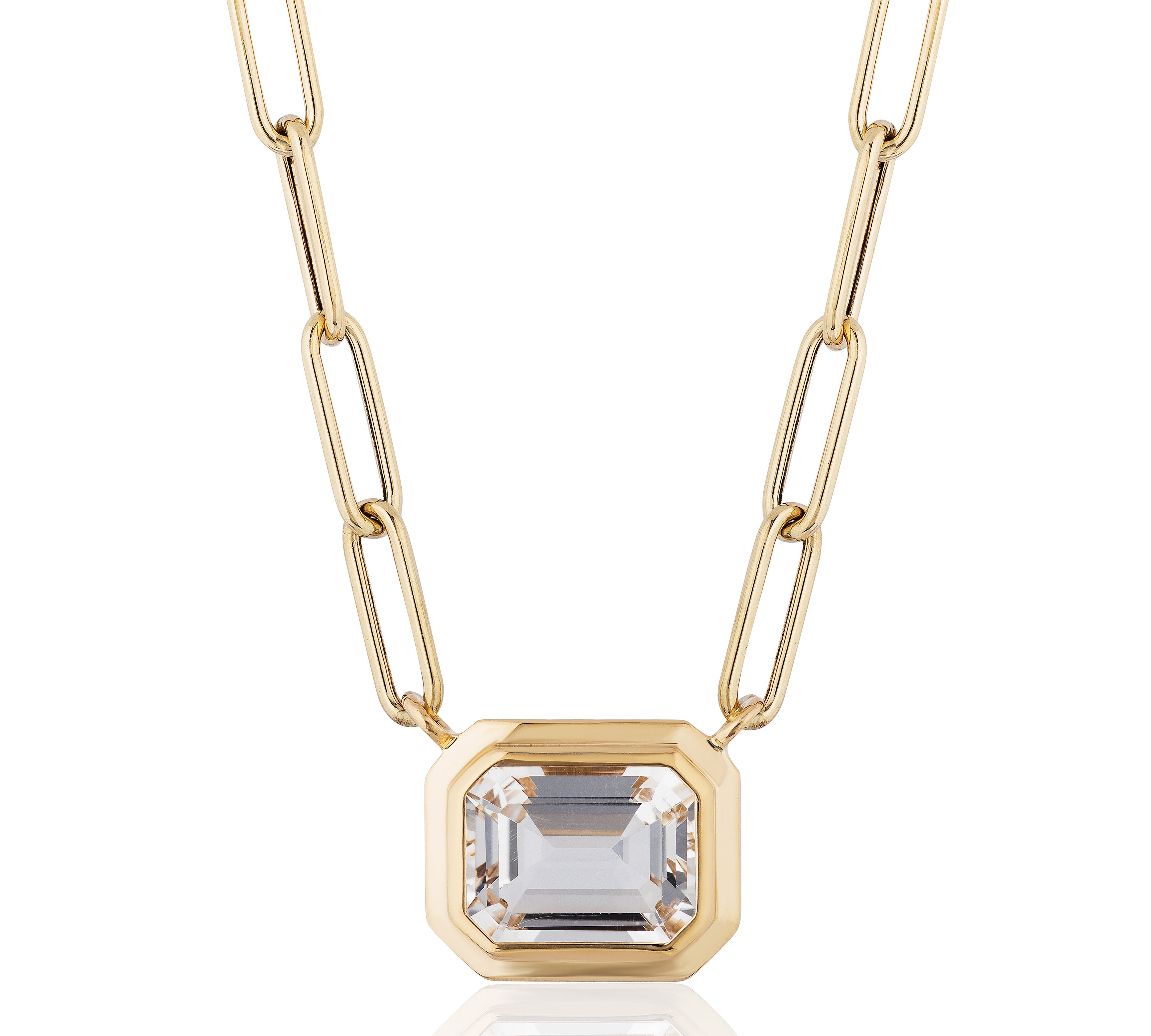 Emerald-Cut Bezel Set Pendant Necklace Pendant Necklace Goshwara