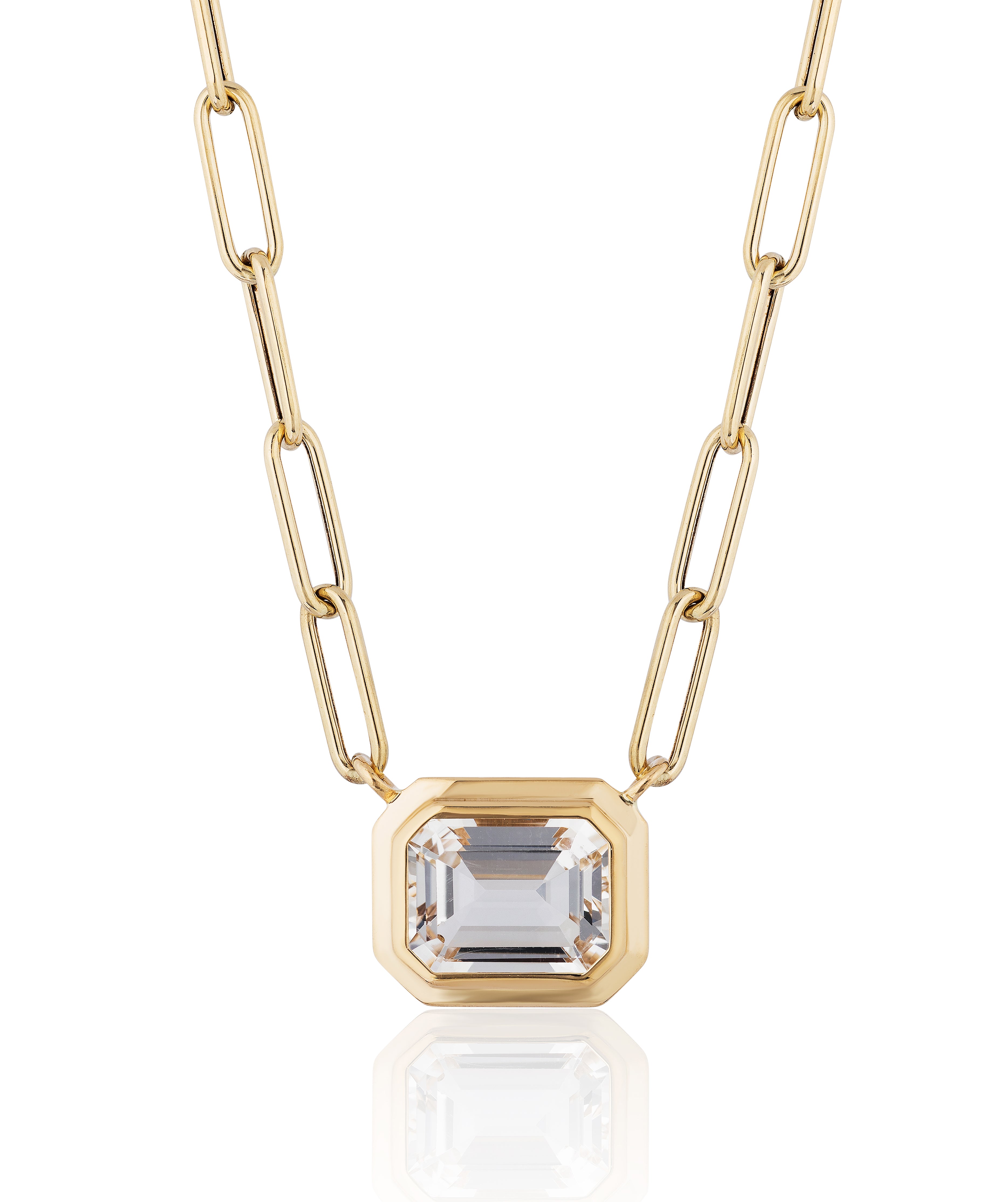 Emerald-Cut Bezel Set Pendant Necklace Pendant Necklace Goshwara