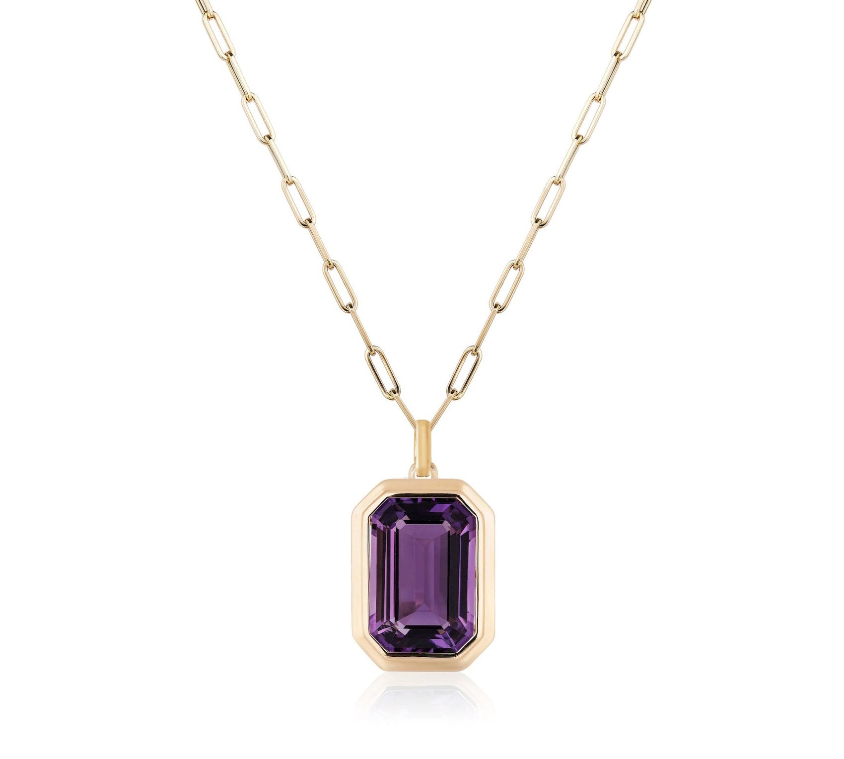 Emerald-Cut Pendant Necklace Pendant Necklace Goshwara Amethyst