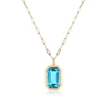 Emerald-Cut Pendant Necklace Pendant Necklace Goshwara Blue Topaz