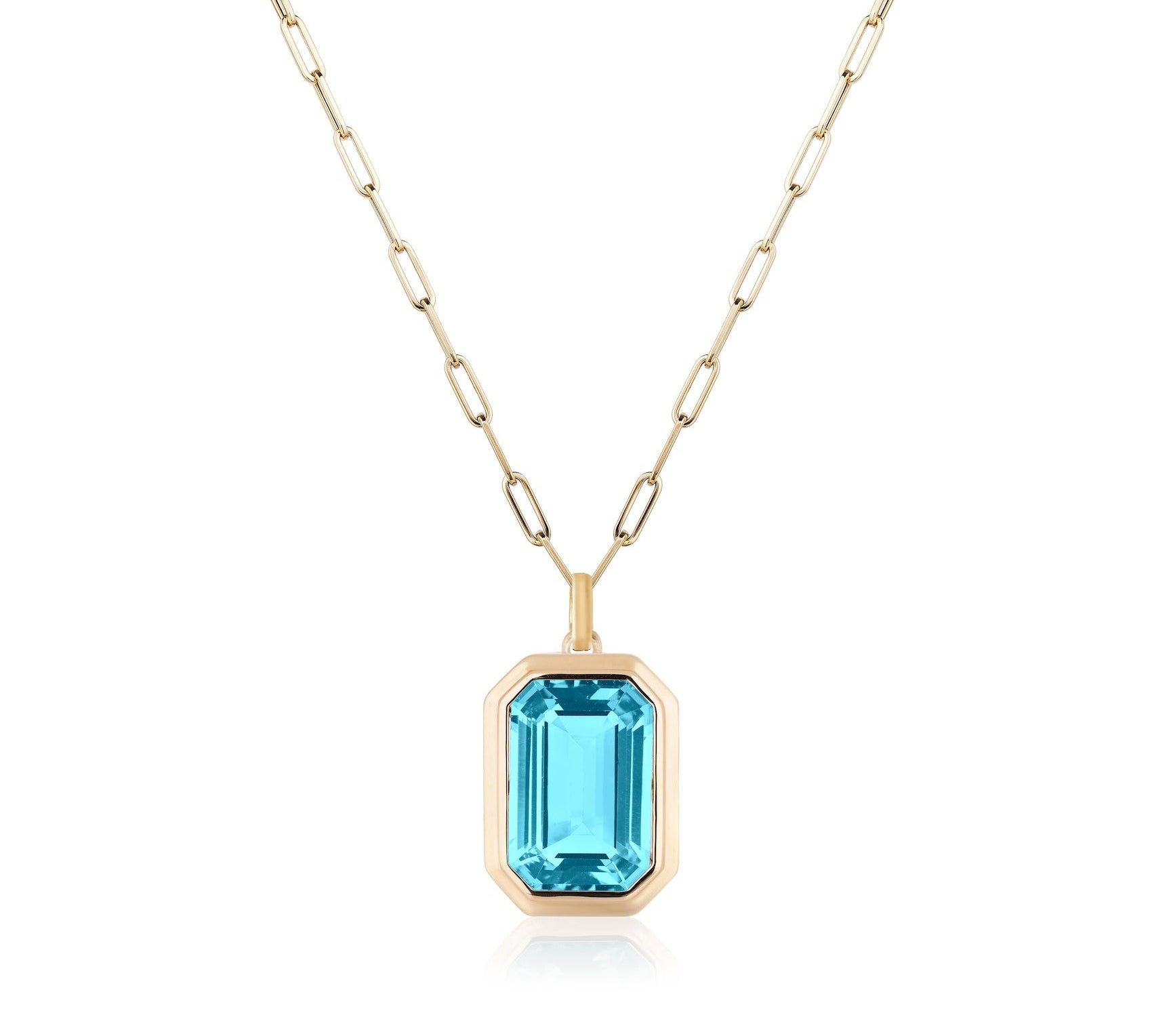 Emerald-Cut Pendant Necklace Pendant Necklace Goshwara Blue Topaz