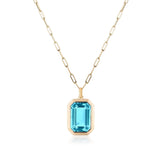 Emerald-Cut Pendant Necklace Pendant Necklace Goshwara Blue Topaz