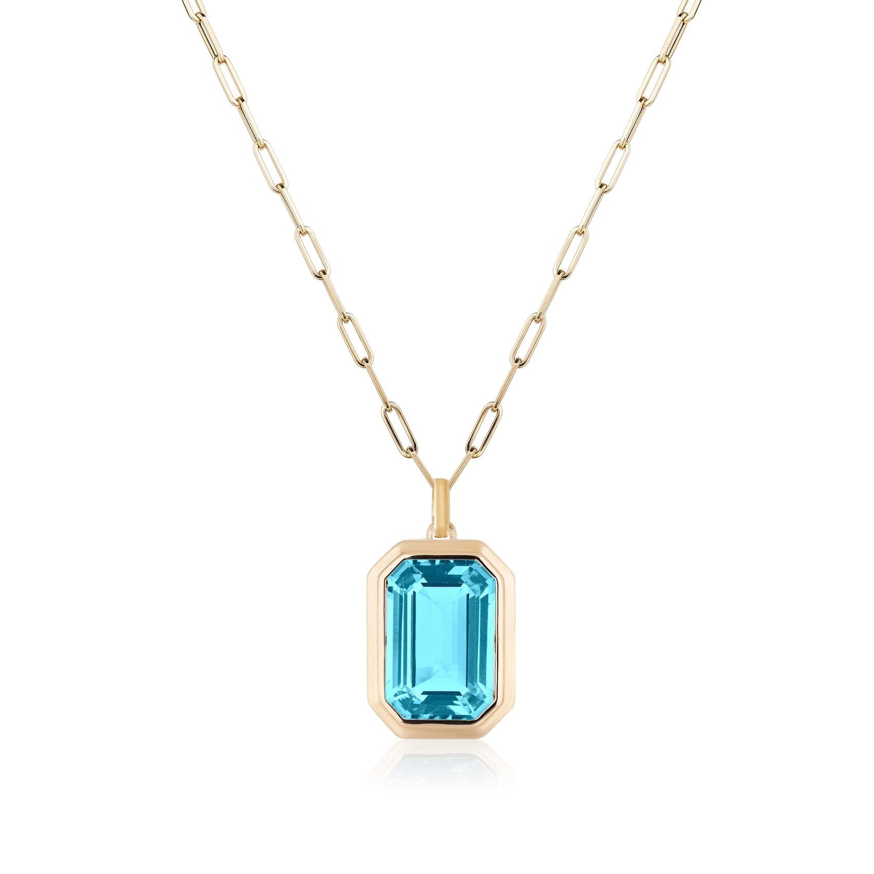 Emerald-Cut Pendant Necklace Pendant Necklace Goshwara Blue Topaz