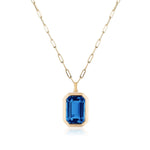 Emerald-Cut Pendant Necklace Pendant Necklace Goshwara London Blue Topaz