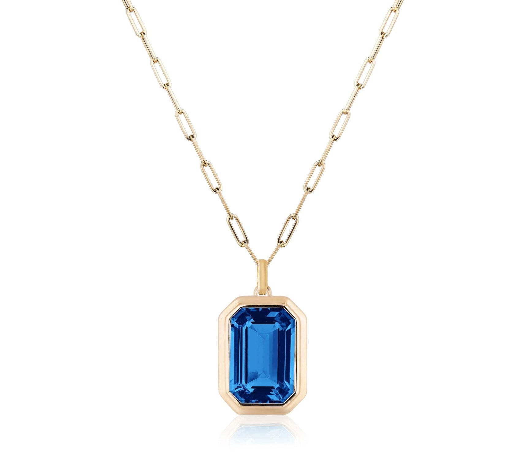 Emerald-Cut Pendant Necklace Pendant Necklace Goshwara London Blue Topaz