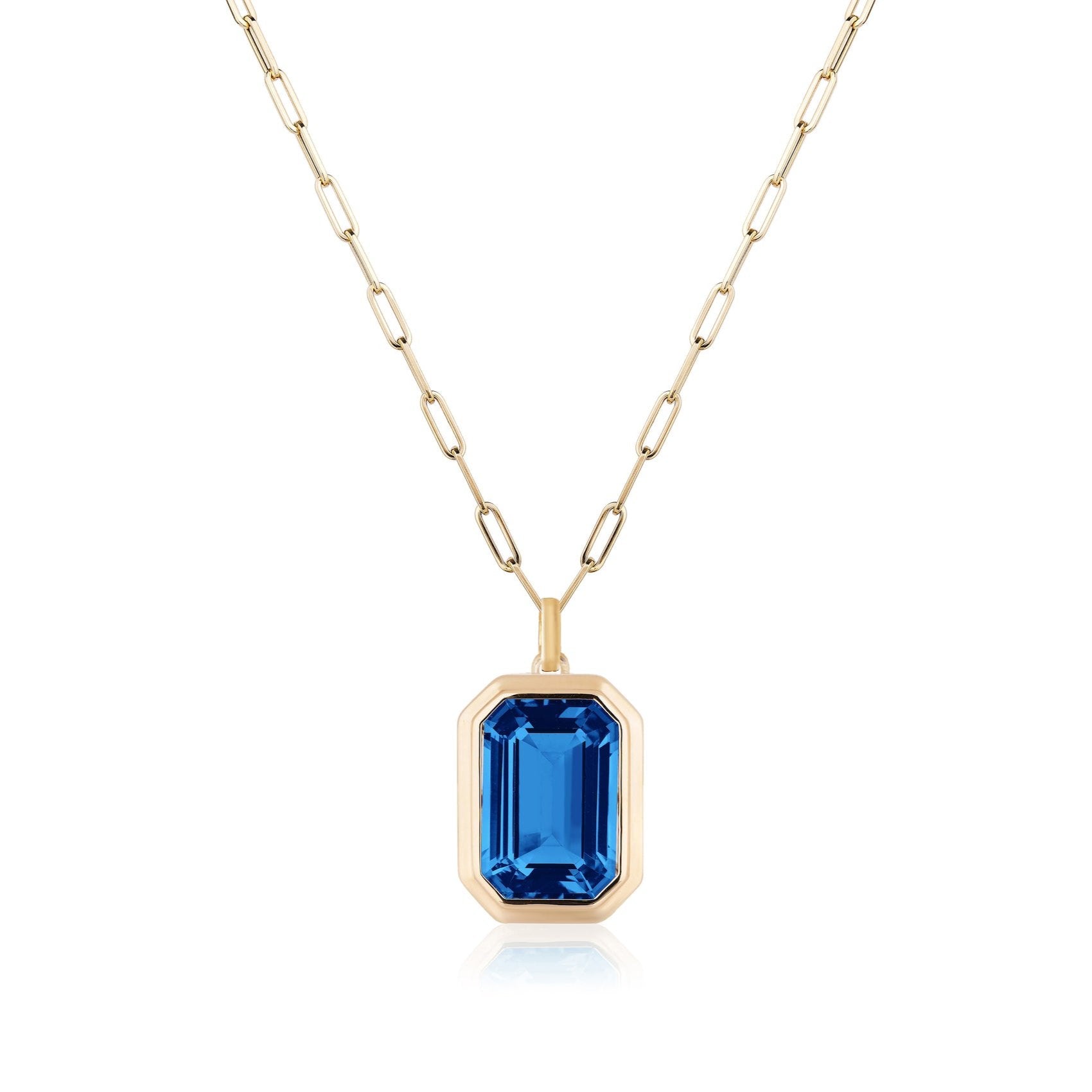Emerald-Cut Pendant Necklace Pendant Necklace Goshwara London Blue Topaz