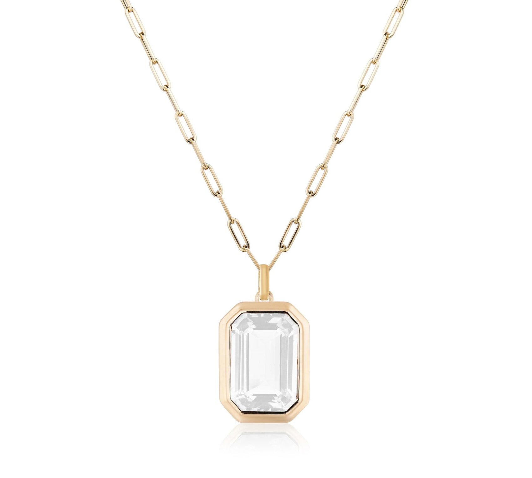Emerald-Cut Pendant Necklace Pendant Necklace Goshwara Moon Quartz